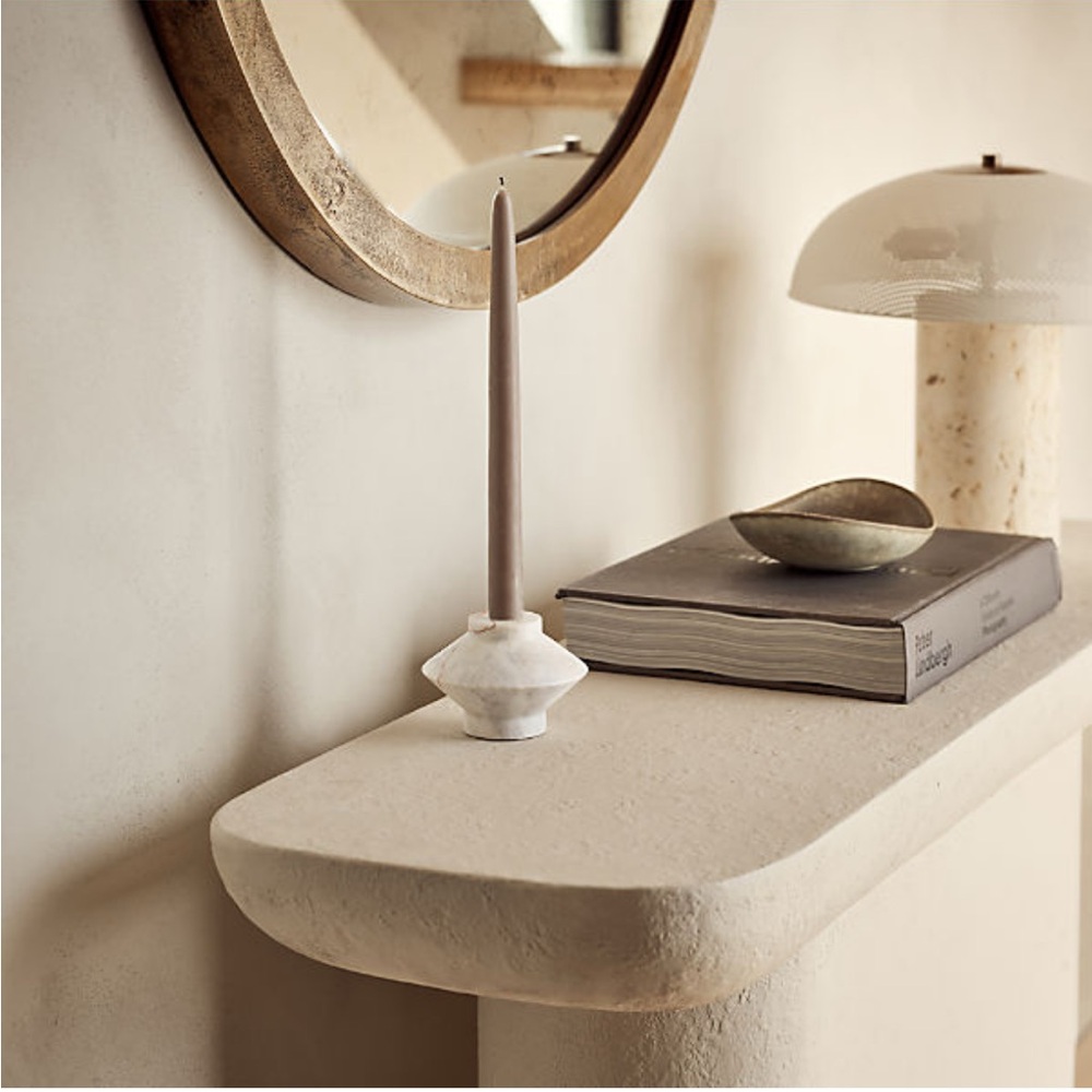 New! Crate&Barrel Ivory Pinkie Marble Candle Holder - Picture 3 of 5
